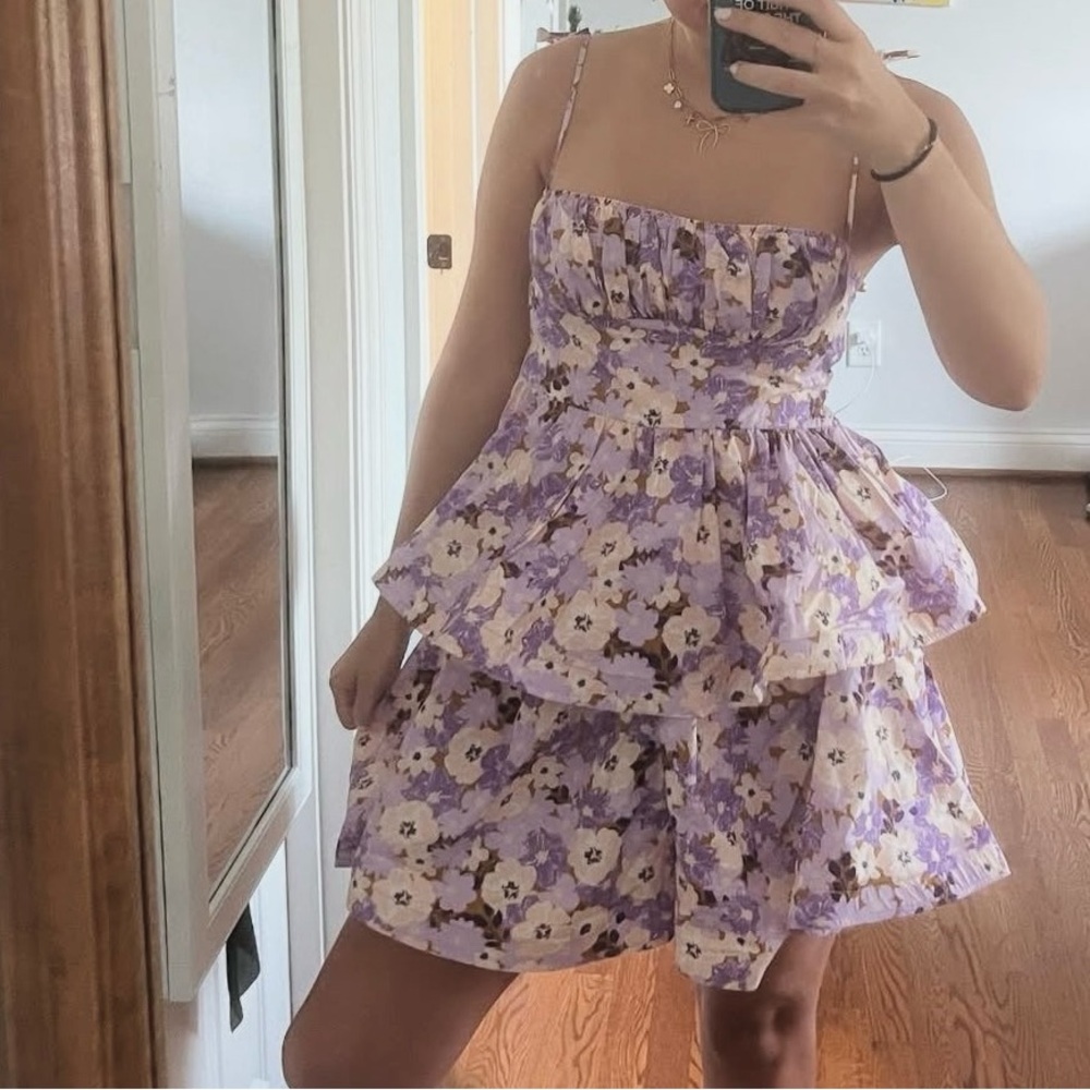 Floral Purple Tiered Dress
